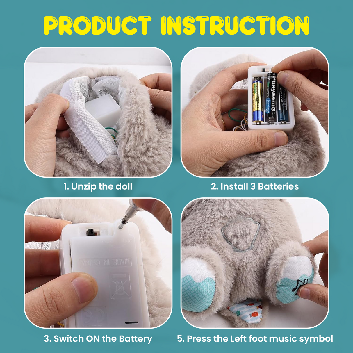 Dakuda Orsetto Respirante – Peluche Musicale con Luci per Sonno Calmo